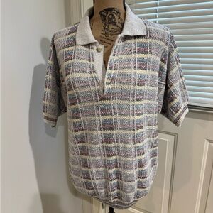 🚌🚍Norm Thompson Men's Multicolor Polo Shirt size M - made in Italy size L